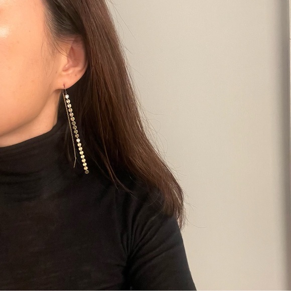 18K Gold Threader Drop Earrings - Picture 3 of 6